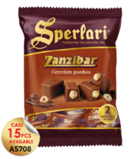 Pralinky z mléčné čokolády s celými lískovými oříšky Zanzibar Sperlari 117g